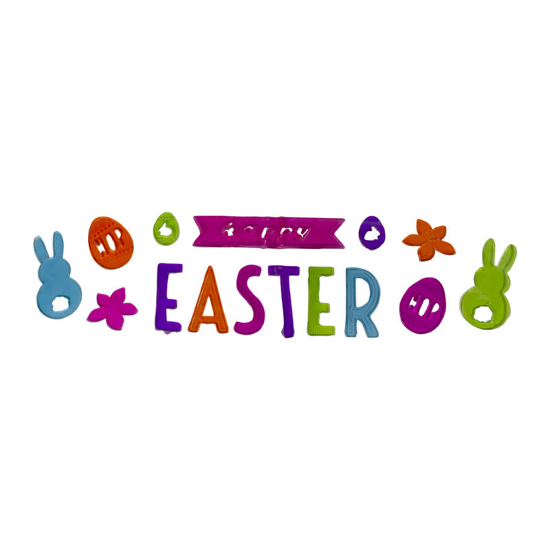 15-Piece Pink and Orange �Happy Easter� Bunny Spring Gel Window Clings