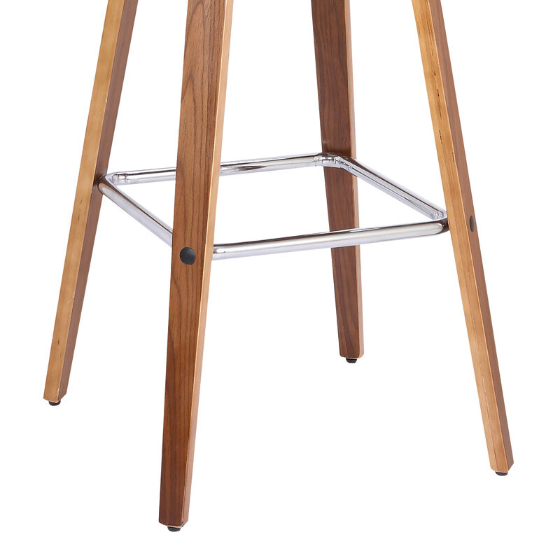Tyler  Counter Height Swivel Cream Faux Leather and Walnut Wood Bar Stool