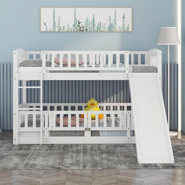Merax Bunk Bed with Fence and Ladder for Kids Teens