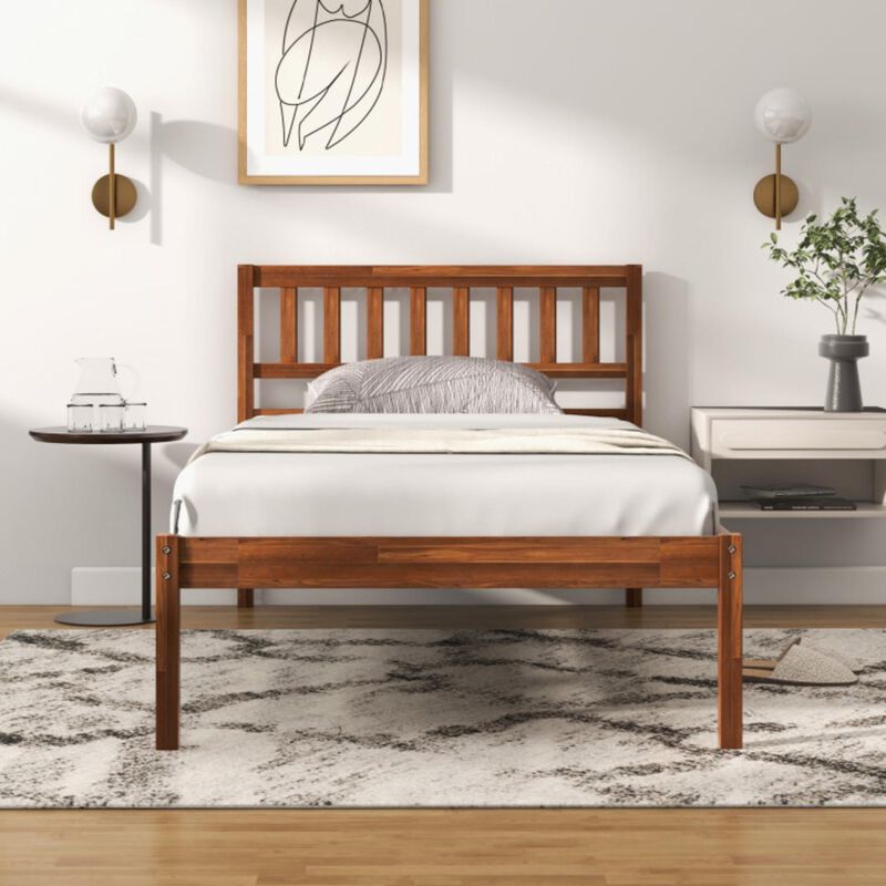 Hivvago Wood Bed Frame with Headboard and Slat Support