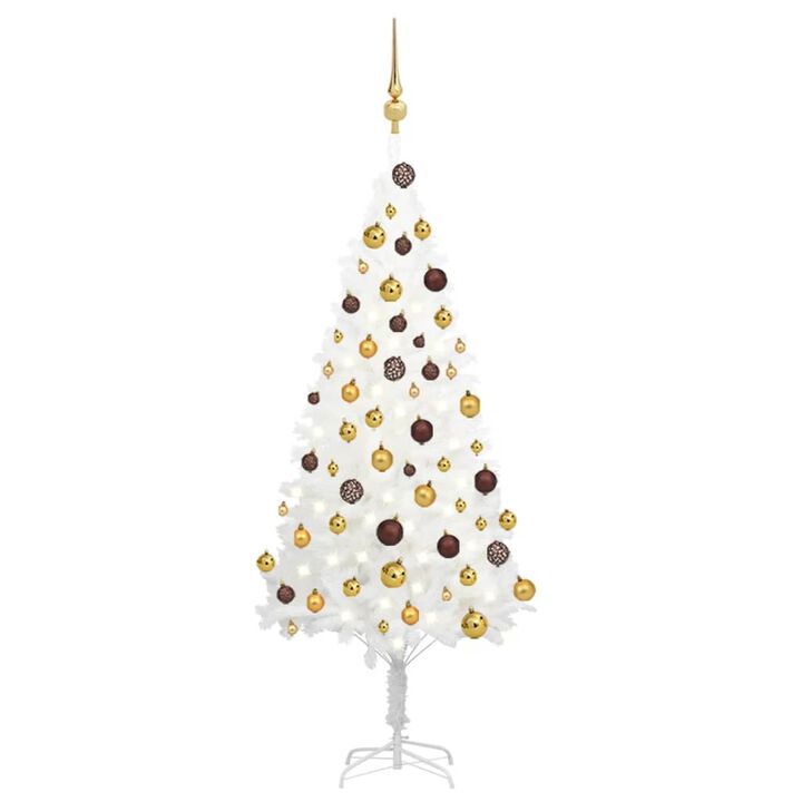 vidaXL Artificial Christmas Tree with LEDs&Ball Set White 47.2"