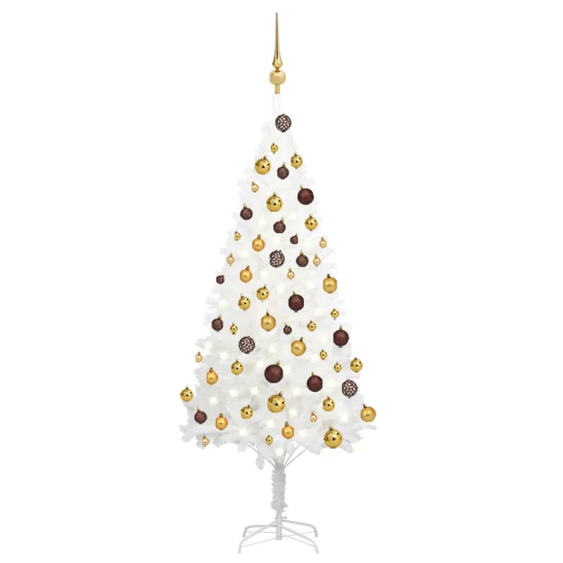 vidaXL Artificial Christmas Tree with LEDs&Ball Set White 47.2"