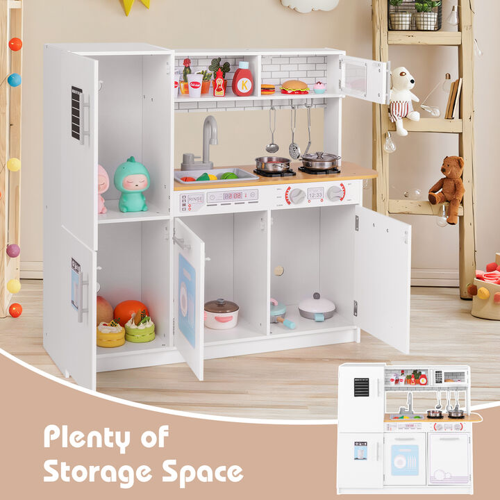 Toddler Pretend Play Kitchen Toy with Stove for 3+ Boys and Girls-White