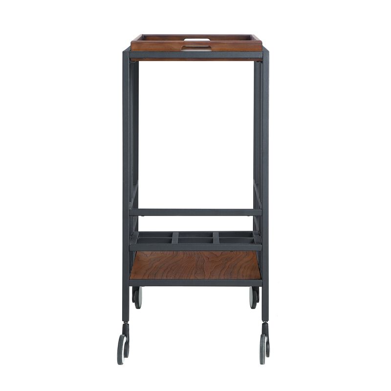 Inspired Home Ron Bar Cart Serving Tray with Caster