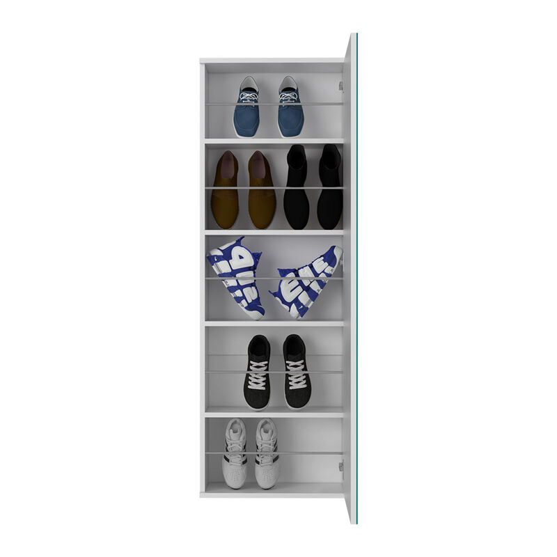 Wall Mounted Shoe Rack With Mirror Chimg, Bedroom, White