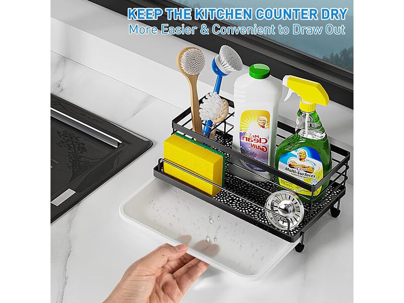 Cisily Sponge Holder for Kitchen, Sink Organizer, Kitchen Sink Accessories with Drip Tray
