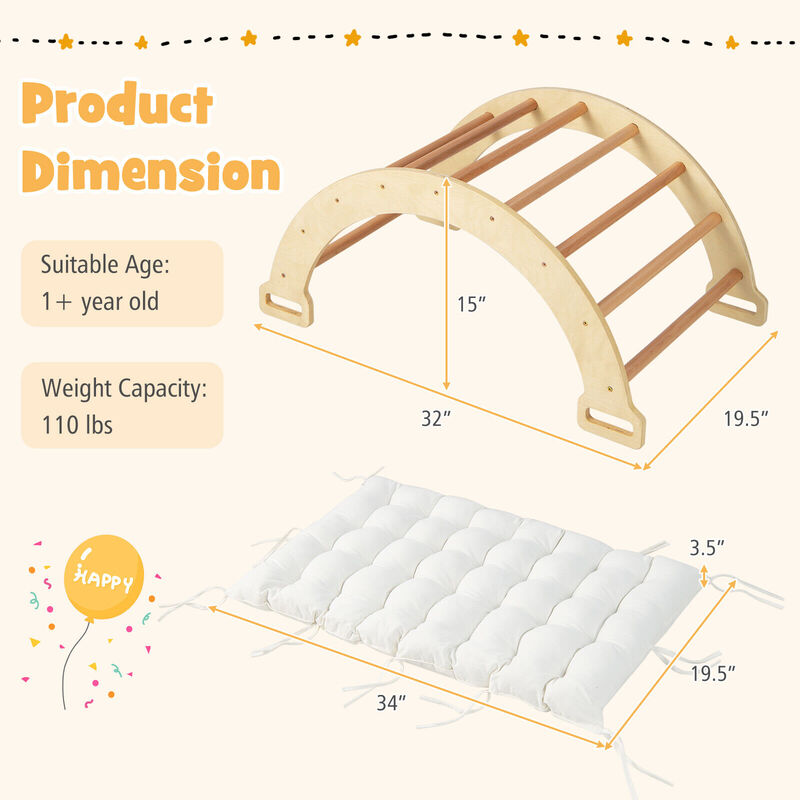 2-in-1 Arch Rocker with Soft Cushion for Toddlers-Natural