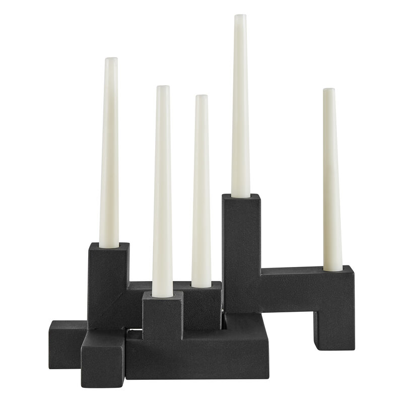 Danya B. Contemporary Black Metal 2-Piece Stacking Candelabra Taper Candle Holder Set