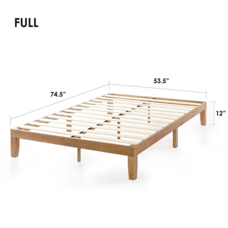 Solid Wood Platform Bed Frame in Wooden Finish for Bedroom Decor