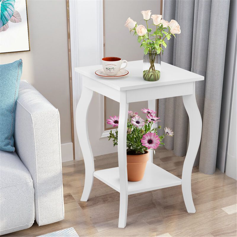 Set of 2 Side Table End Table Night Stand with Shelf