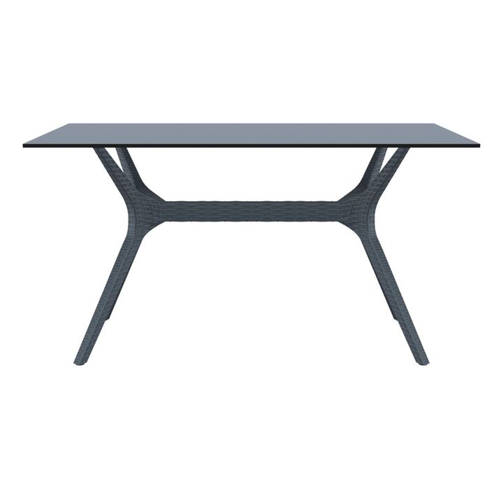 55" White Solid Rectangular Patio Dining Table
