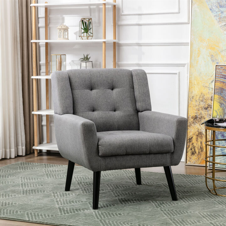 Modern Soft Linen Material Ergonomics Accent Chair Living Room Chair Bedroom Chair Home Chair