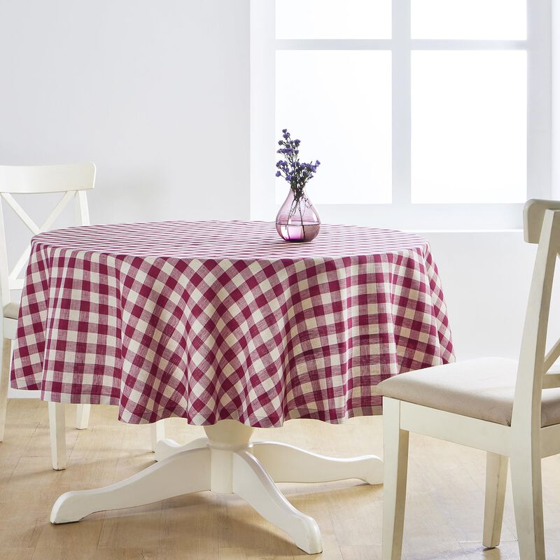 Solino Home 100% Pure Linen Round Tablecloth |Morgan Check