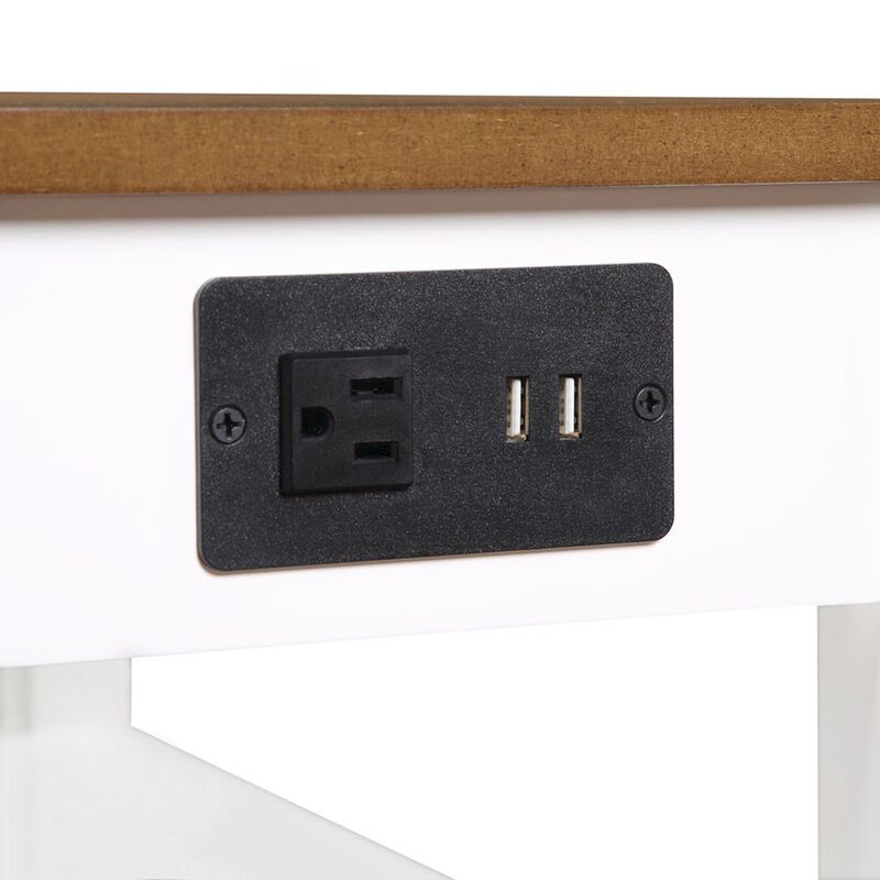 Convenience Concepts American Heritage 1 Drawer Chairside End Table with Charging Station and Shelves