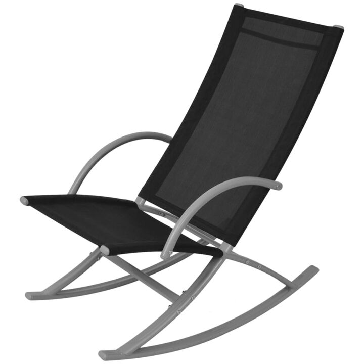 vidaXL Patio Rocking Chairs 2 pcs Steel and Textilene Black