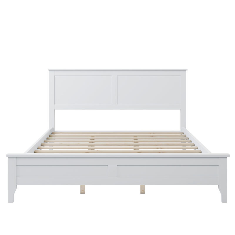 Merax Modern White Solid Wood Platform Bed