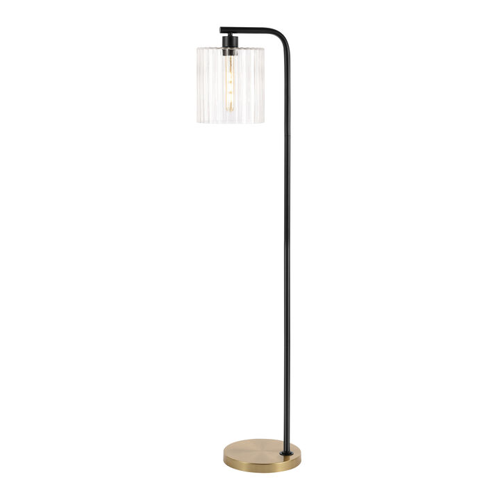 Easton Modern Minimalist Metal/Ribbed Glass LED Floor Lamp