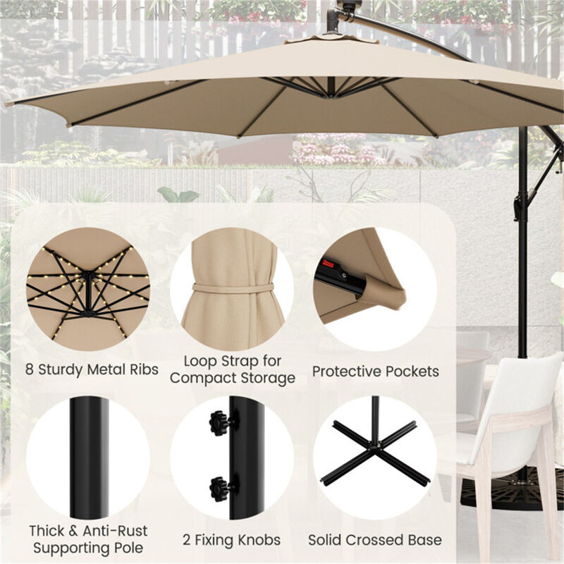 Outdoor Umbrella with Built-in LED Lights for Evening Use