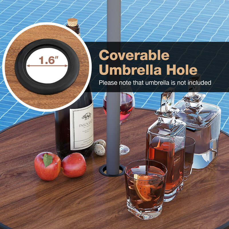Outdoor Bar Table with Wood-Like Tabletop for Backyard Garden