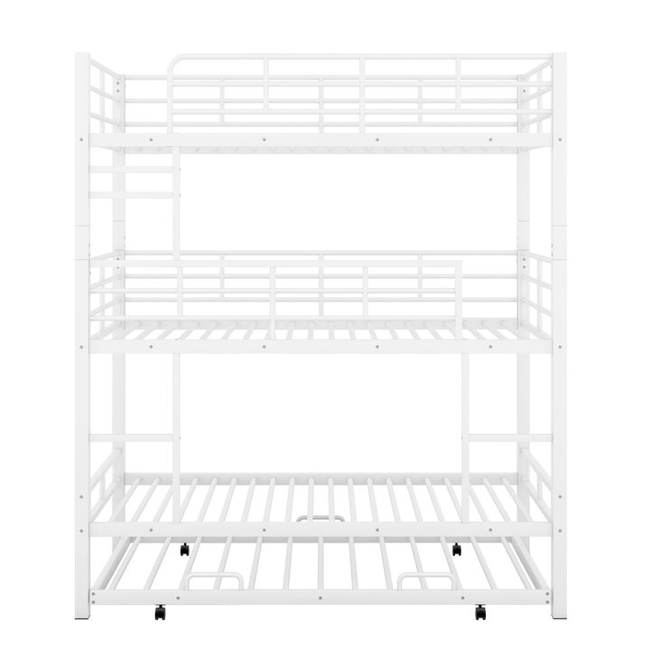 Merax Metal Triple Bunk Bed With Trundle
