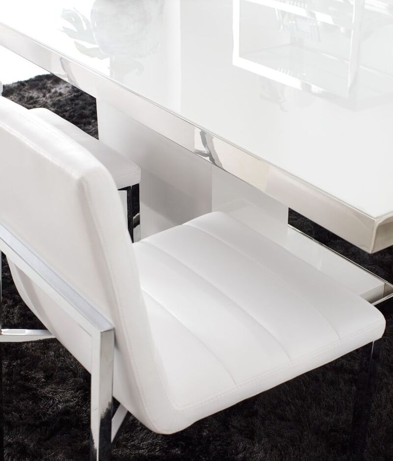Amalfi Metal Back Chair in White Leather