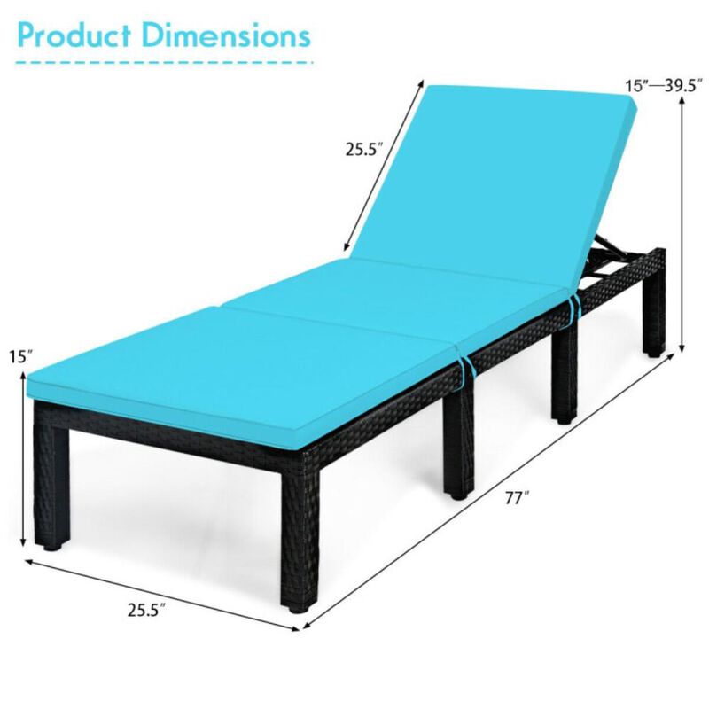 Hivvago Patio Rattan Cushioned Height Adjustable Lounge Chair