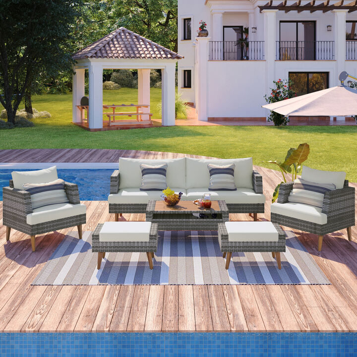 Merax All Weather PE Wicker Outdoor Rattan Sofa Set