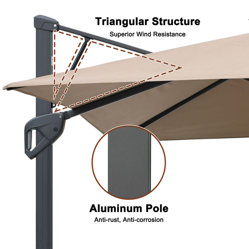 MONDAWE 10 ft. Square Offset Cantilever Outdoor Patio Umbrella