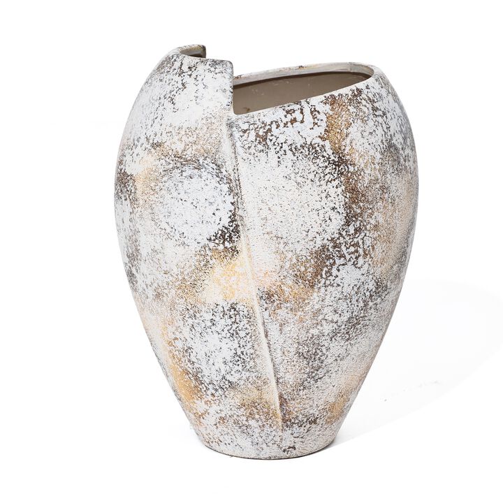 LuxenHome Modern Marble White Stoneware Table Vase