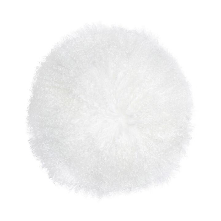 New Zealand White Sheepskin 16 Inch Round Pillow