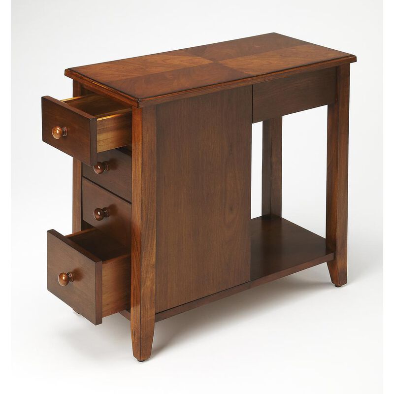 Olive Ash Burl 4-Drawer Chairside Chest, Belen Kox