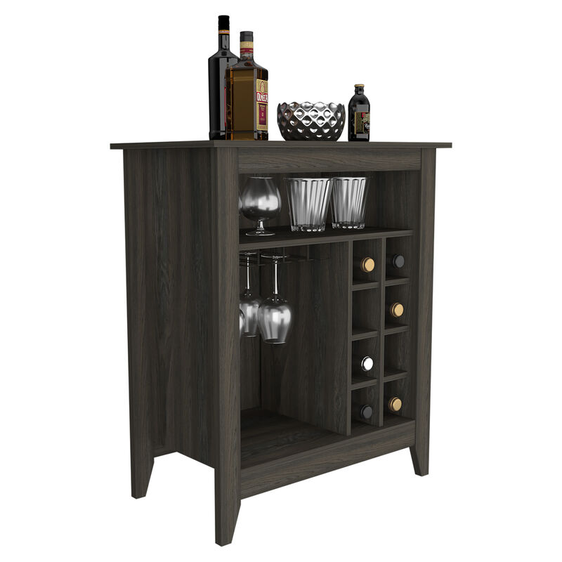 DEPOT E-SHOP Mojito Bar Cabinet, Six Built-in Wine Rack, One Open Drawer, One Open Shelf, Carbon Espresso