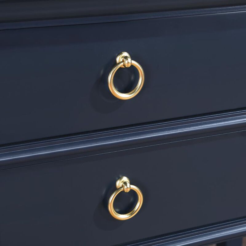 Comfort Pointe Clara Midnight Blue 2-Drawer Tray Top Nightstand