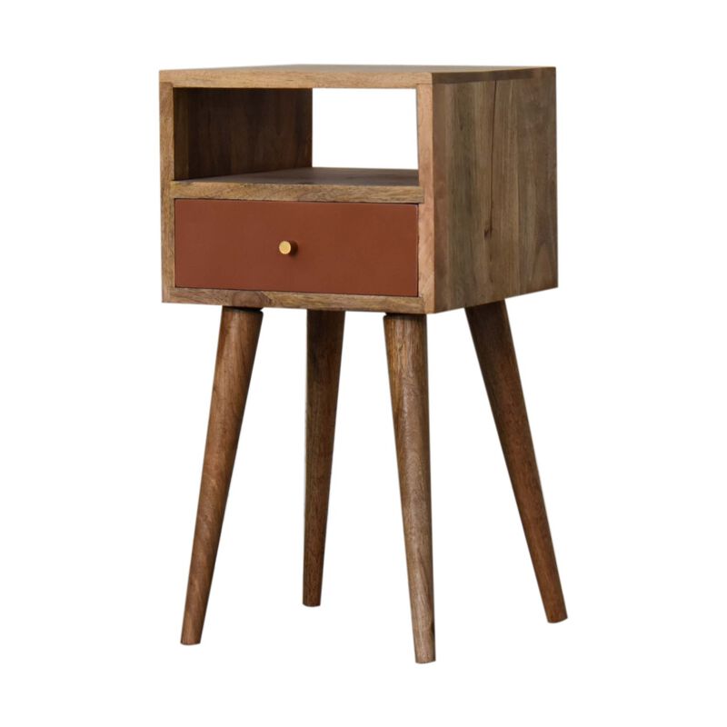 Mini Brick Red Hand  Painted  Solid Wood 1 Drawer NightStand