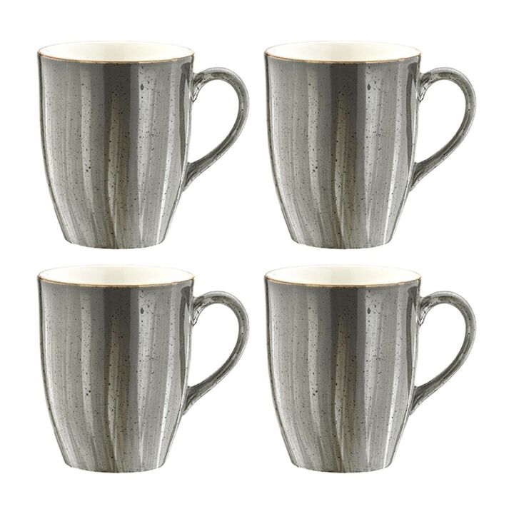 Space dia.3.25" h:4.25" 11 oz. Round Grey Porcelain Mug (Set of 4)