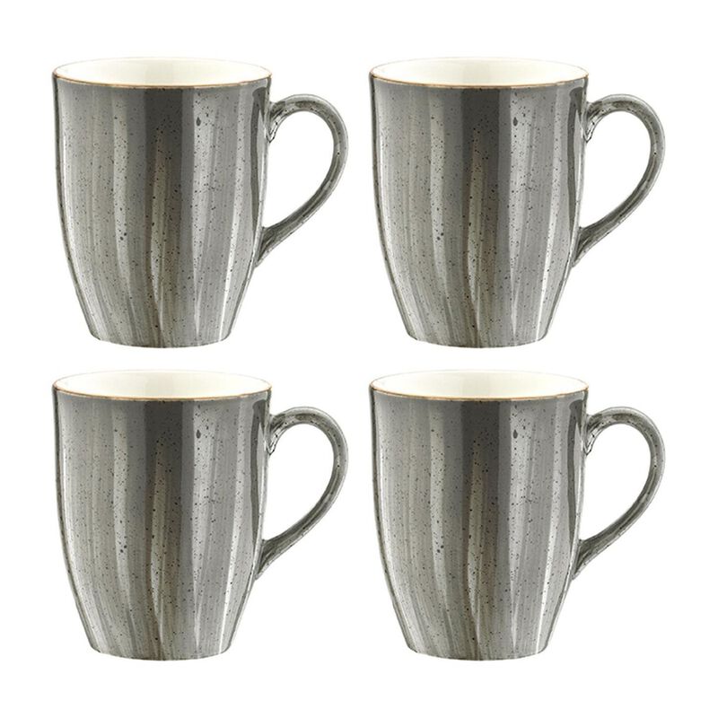 Space dia.3.25" h:4.25" 11 oz. Round Grey Porcelain Mug (Set of 4)