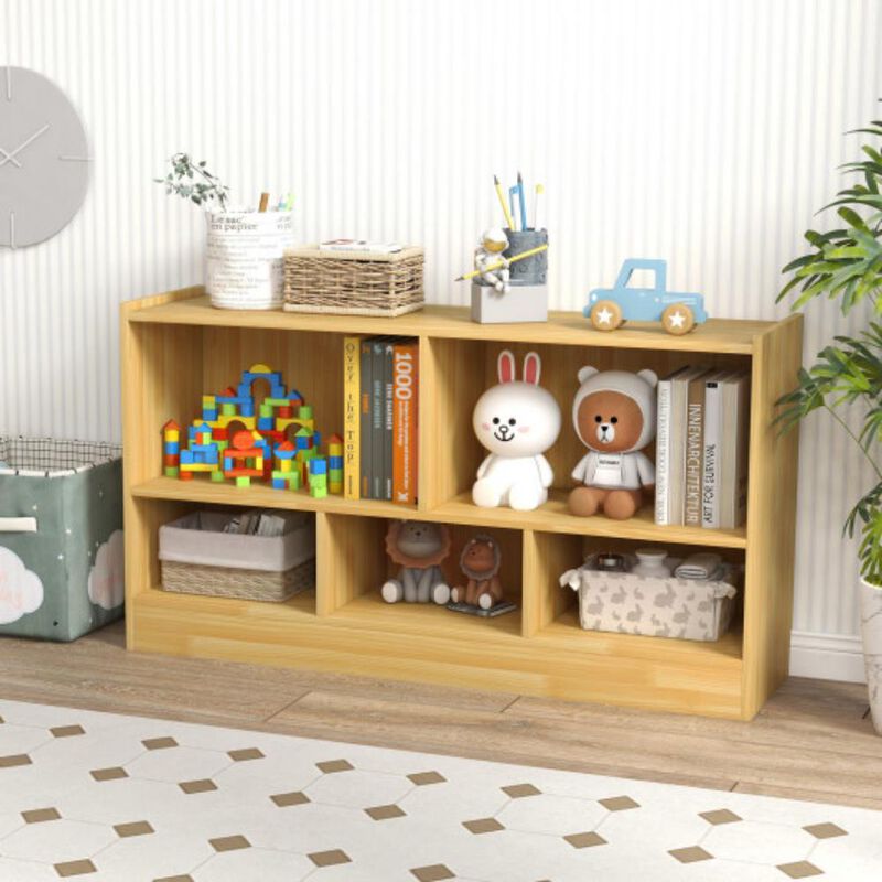 5 Cubbies Kids Toy Storage Organizer with 5 Sections-Yellow