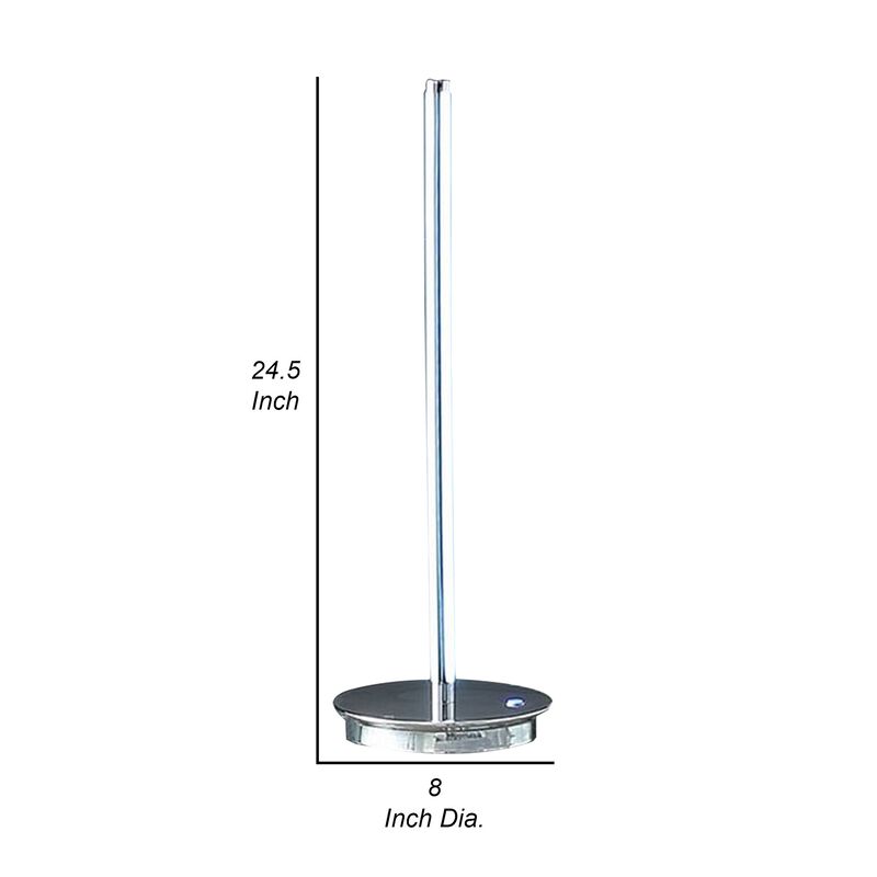 Fizo 25 Inch Table Lamp, Sleek Design, LED Light, Touch Switch, Silver-Benzara