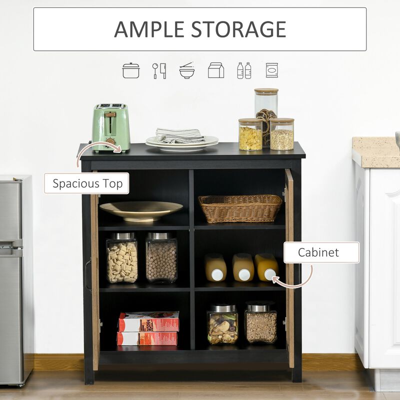 Black Wood Storage: Kitchen Sideboard with Glass Door