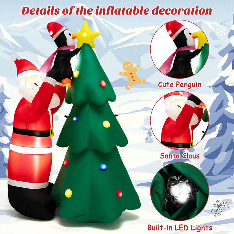 Inflatable Christmas Tree and Santa Claus with LED and Air Blower