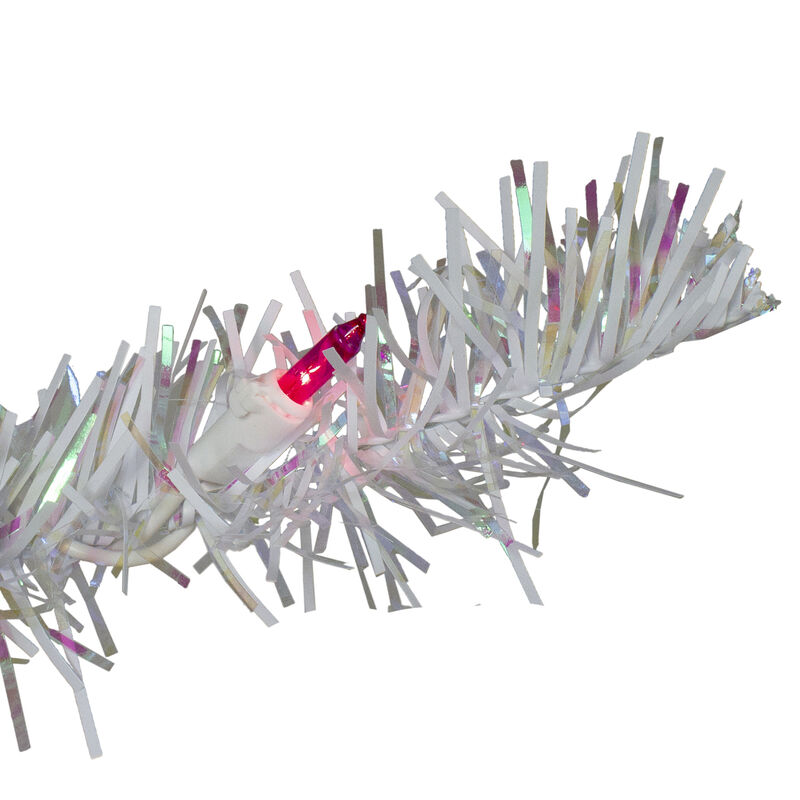4 Pre-lit White Iridescent Pine Artificial Christmas Tree - Pink Lights