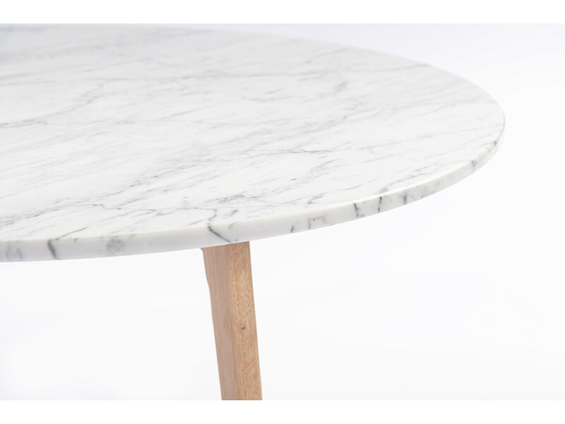 Stella 31" Round Italian Carrara White Marble Coffee Table with Legs