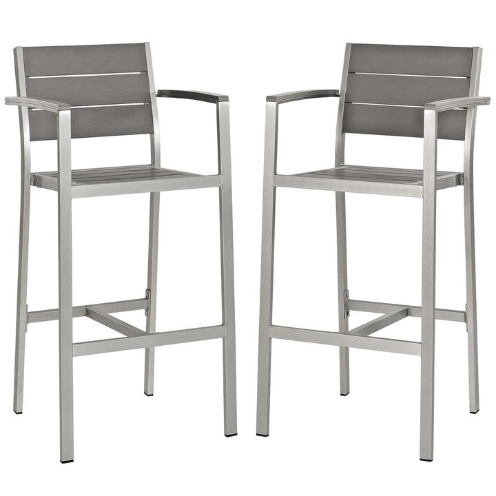 Shore Bar Stool Outdoor Patio Aluminum Set of 2-Benzara