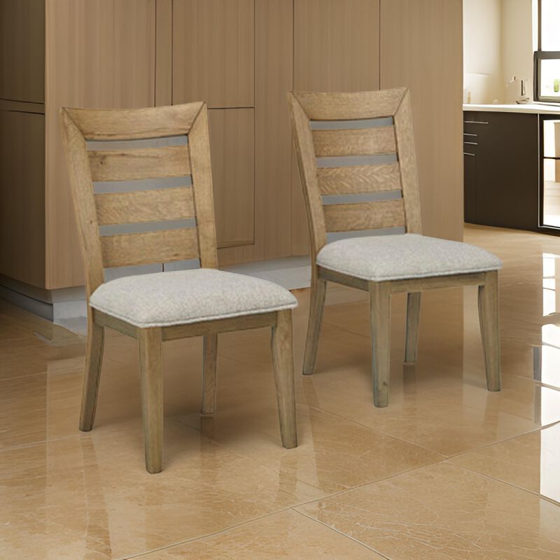 Sili 24 Inch Dining Chair Set of 2, Cushioned, Curved Ladder Back, Brown - Benzara