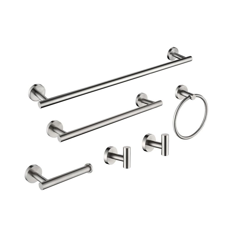 6 Piece Stainless Steel Bathroom Towel Rack Set Wall Mount On-Site