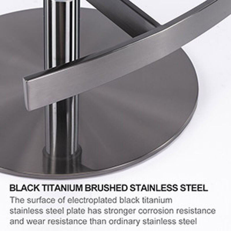 Black Titanium Swivel Bar Stools with Faux Leather Backrest