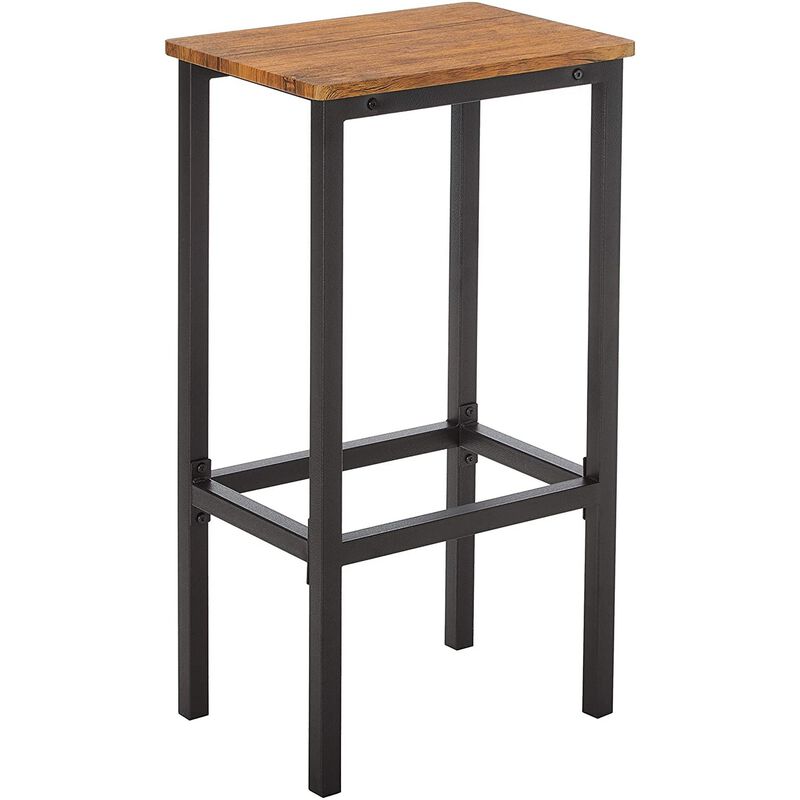 5 Piece Wooden Bar Table and Bar Stools with Metal Legs, Brown and Black - Benzara
