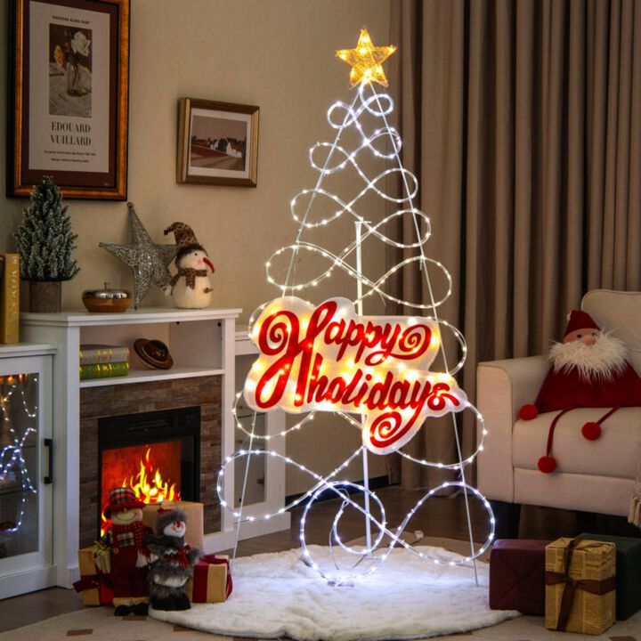 Hivvago 5.6 FT Outdoor Colorful Christmas Tree with 216 LED Lights and 6 Lighting Modes