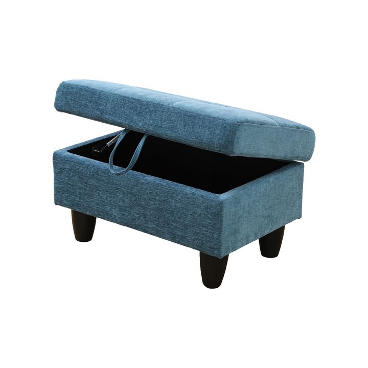 28.5 in. W Flannel Polyester Blend Rectangle Ottoman with Storage