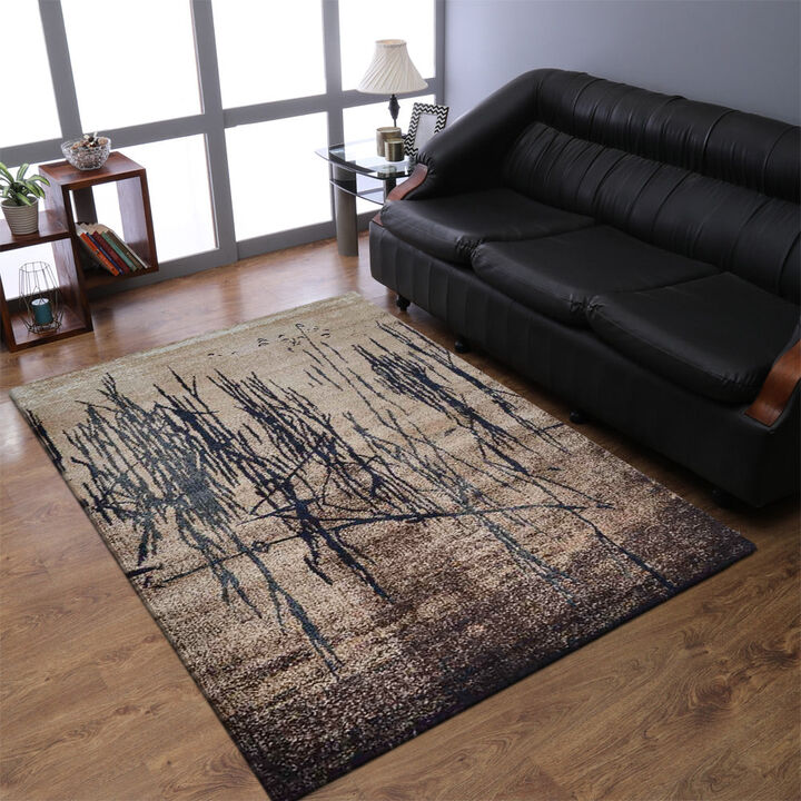 RUGSOTIC CARPETS MACHINE MADE HEATSET POLYPROPYLENE AREA RUGS - 10'x13', Rectangle Shape, Beige Color, Abstract Modern Design,Midium Pile Machine Made Area Rugs for Living Room, Bed Room (M00007)